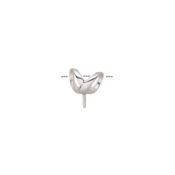 Bail, rabbit ear, sterling silver, 8.5x6mm Y-shape with 3.5mm peg, fits 6-8mm round bead. Sold per pkg of 2. image number 0