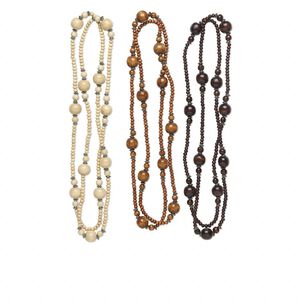 Necklace mix, wood and acrylic, multicolored, 20mm round, 52-inch continuous loop necklace. Sold per pkg of 3.