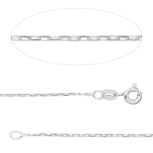 Chain, Gossamer™, sterling silver, 0.9mm cable, 18 inches with springring clasp. Sold individually. image number 0