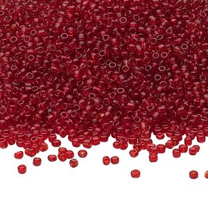 Seed bead, Ming Tree™, glass, pkg/1 pound, #11 round, transparent ruby red.