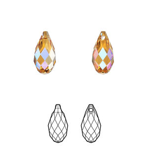 Briolette 1pkg144 dark orange TCF™, Swarovski®, 13x6.5mm pendant drop 6010