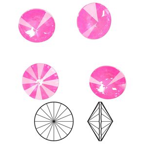 Chaton 144pk crystal electric pink ignite LacquerPRO, Swarovski® 12mm rivoli 1122