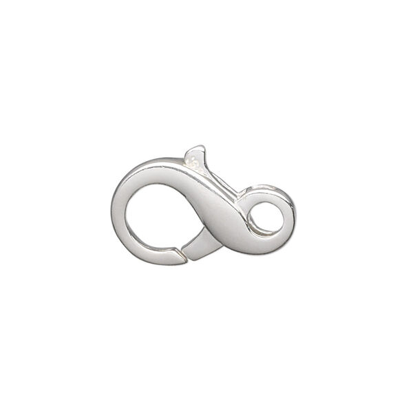 Clasp, lobster claw, sterling silver, 20x12mm infinity with loop. Sold individually. image number 0
