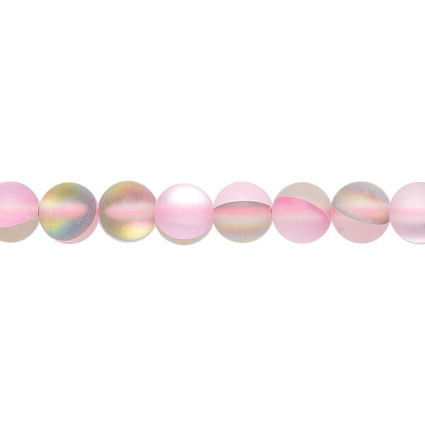 Bead, iridescent glass, translucent matte pink vitrail, 6mm round. Sold per 15-1/2" to 16" strand. image number 0