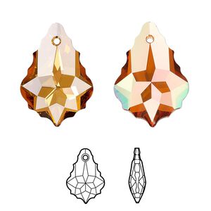 Drop 1pk crystal chili pepper, Crystal Passions® 22x15mm pendant baroque 6090