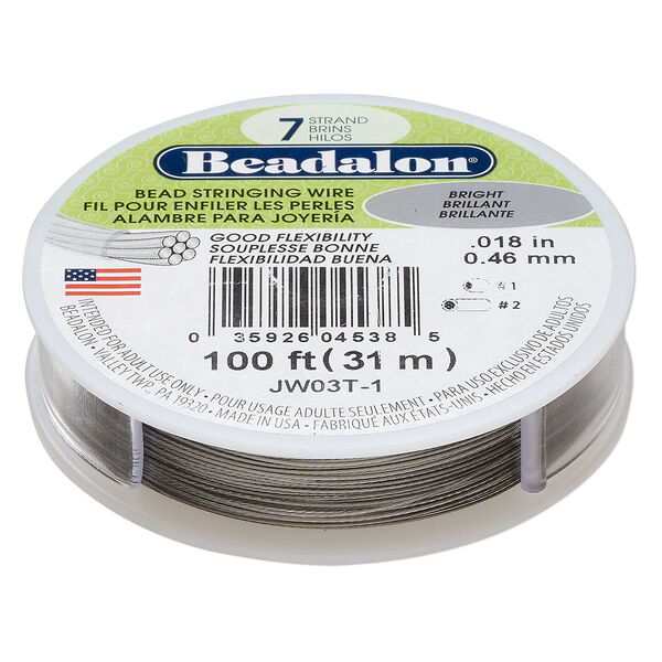 Wire, Beadalon®, nylon and stainless steel, bright, 7 strand, 0.018-inch diameter. Sold per 100-foot spool. image number 0