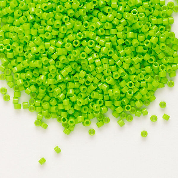 Seed bead, Delica®, glass, pkg/7.5g, #11 round, Duracoat® opaque outside dyed kiwi (DB-2121). image number 0