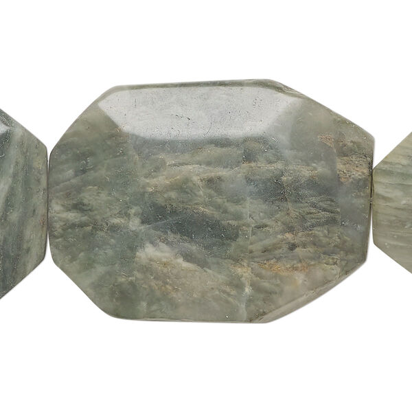 Green line jasper 1pkg1, faceted freeform bead natural B- grade, 15 inch 35x25mm-36x27mm image number 0