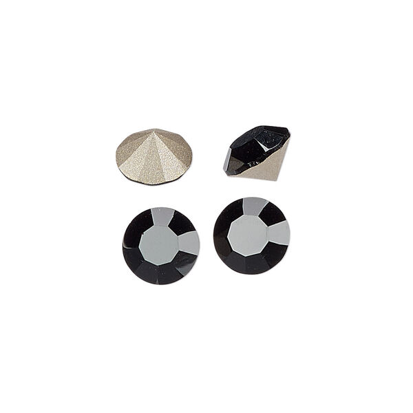 Chaton 8pk jet foil back, Preciosa MAXIMA Czech crystal rhinestone 8.16-8.41mm 15-cut faceted round SS39 image number 0