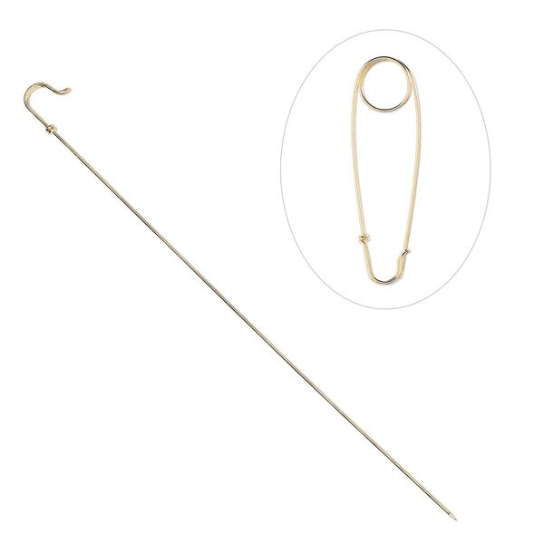 Brooch pin, gold-finished brass, 7-1/8 inches. Sold per pkg of 2. image number 0