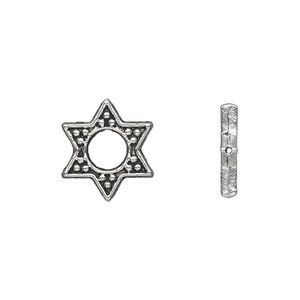 Bead, antique silver-plated "pewter" (zinc-based alloy), 15x13mm star with cutout center, fits up to 5mm bead. Sold per pkg of 20.