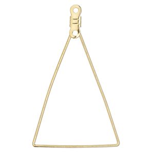 Beading hoop, gold-plated steel, 39.5x39.5x25mm open triangle with closed loop. Sold per pkg of 10.