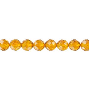 Amber 1pkg1, faceted round bead 15.5-16 inch 6mm