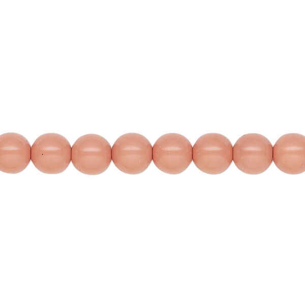 Pearl 200pk salmon rose, Preciosa Czech crystal 6mm round image number 0