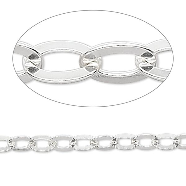 Chain 1pkg1 sterling silver cable, 5mm flat, 5 foot unfinished image number 0