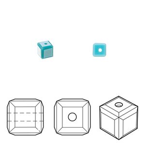 Bead 12pk turquoise, Crystal Passions® 4mm cube 5601