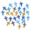 Bead mix 1pkg1, millefiori glass, translucent and transparent multicolored, 17x12mm-20x14mm cross. 2-ounce pkg, approximately 60 beads. image number 1