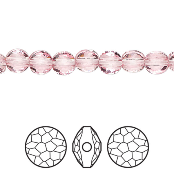 Bead 4pk light rose, Crystal Passions® 6mm puffed round 5034 image number 0