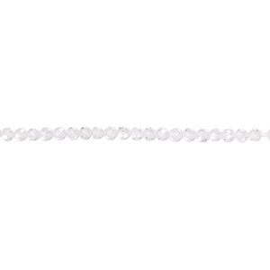 Bead, cubic zirconia, clear, 2mm micro-faceted round, Mohs hardness 8-1/2. Sold per 8-inch strand, approximately 95 beads.