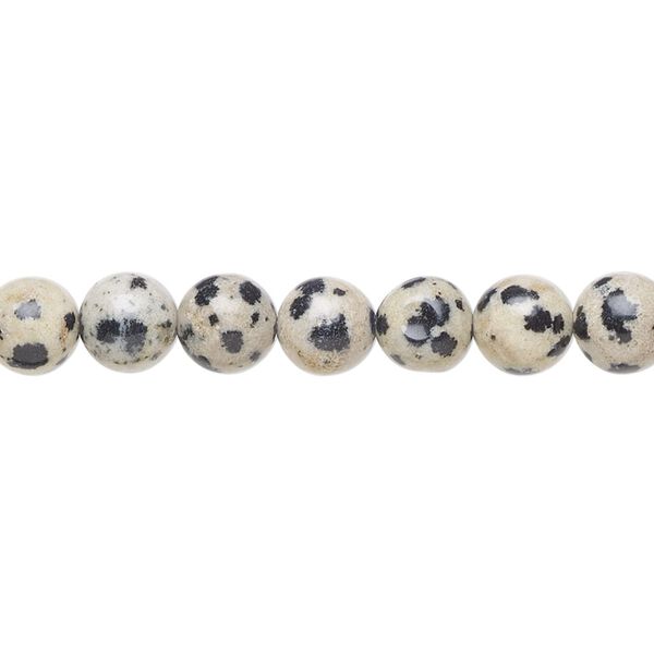 Dalmatian jasper 1pkg1, round bead natural 15.5-16 inch 6mm image number 0