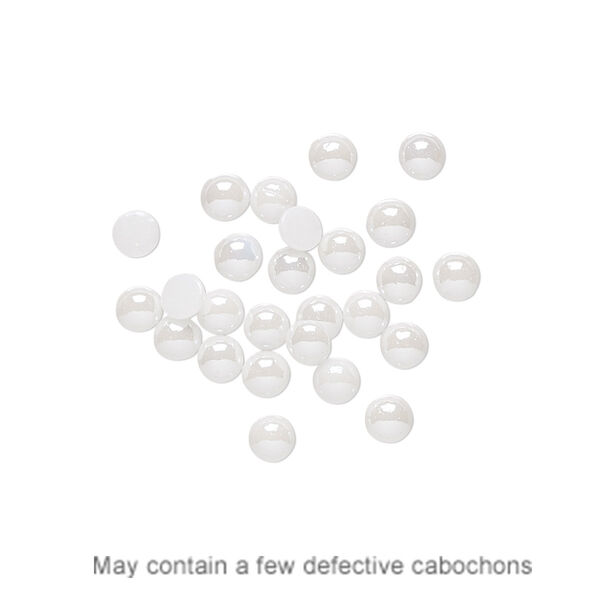Cabochon, glass pearl, white luster, 3-4mm non-calibrated round. Sold per pkg of 25. image number 0