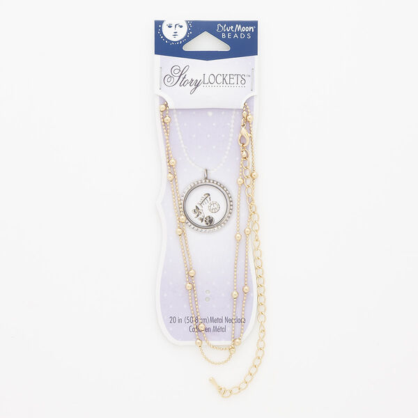 Necklace, gold-finished "pewter" (zinc-based alloy) and steel, 1.2mm and 3mm ball, 20 inches with 4-inch extender chain and lobster claw clasp. Sold individually. image number 0