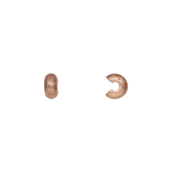 Crimp cover, antique copper-plated brass, 5mm smooth round. Sold per pkg of 500. image number 0