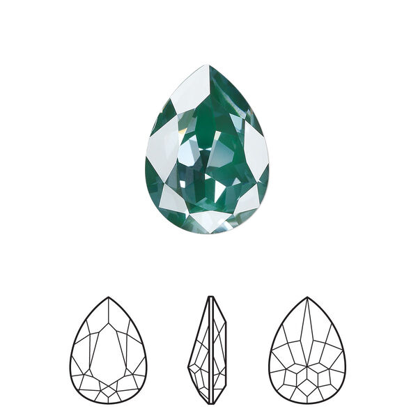 Fancy stone 1pk crystal pine green ignite LacquerPRO, Crystal Passions® 18x13mm pear 4320 image number 0