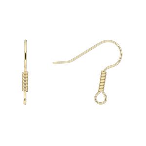 Ear wire fishhook 1pkg50, 19mm / 6x2mm coil / open loop, 21 gauge gold-finished stainless steel / brass 25 pair