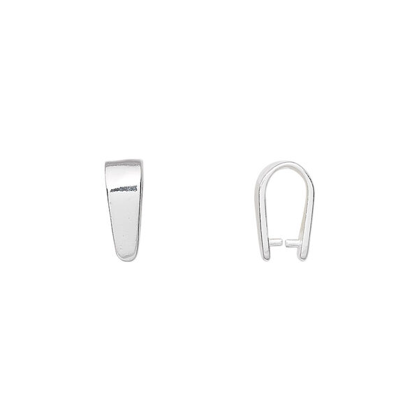 Bail, ice-pick, sterling silver, 11x4mm with 7mm grip length. Sold per pkg of 10. image number 0
