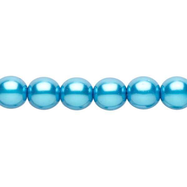 Bead, Czech pearl-coated glass druk, turquoise blue, 8mm round. Sold per 15-1/2" to 16" strand. image number 0