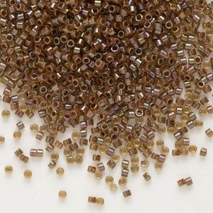 Seed bead, Delica®, glass, pkg/50g, #11 round, translucent cinnamon-lined luster topaz (DB-0287).