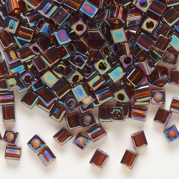 Seed bead, Miyuki 1pkg10g, glass, 3.5-3.7mm square, translucent rainbow topaz (SB-257) image number 0