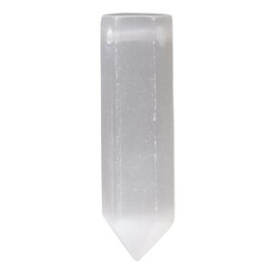 Selenite 1pkg1, hand-cut top-drilled faceted point bead 39x9mm-42x10mm