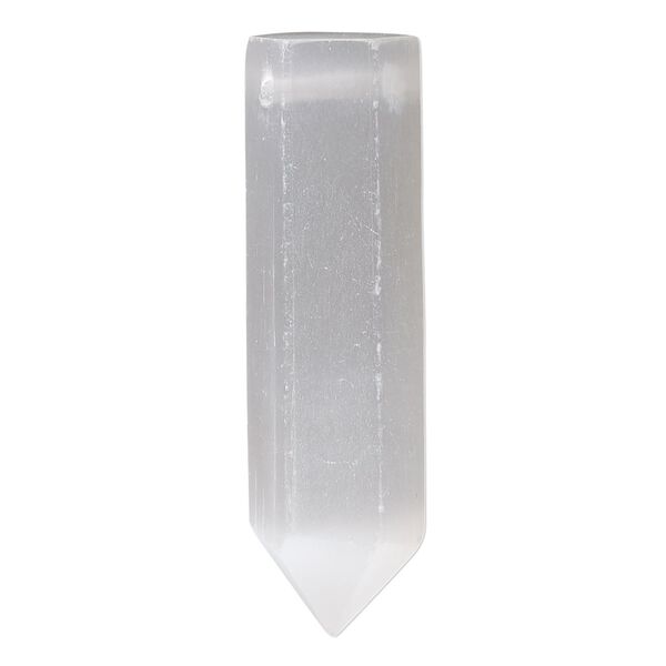 Selenite 1pkg1, hand-cut top-drilled faceted point bead 39x9mm-42x10mm image number 0