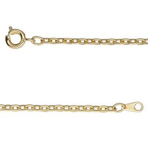 Chain, gold-finished steel, 2.5mm flat cable, 18 inches with springring clasp. Sold individually.
