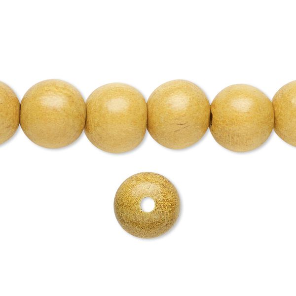 Bead, jackfruit tree wood  (waxed), 9-10mm hand-cut round. Sold per 15-1/2 to 16-inch strand. image number 0