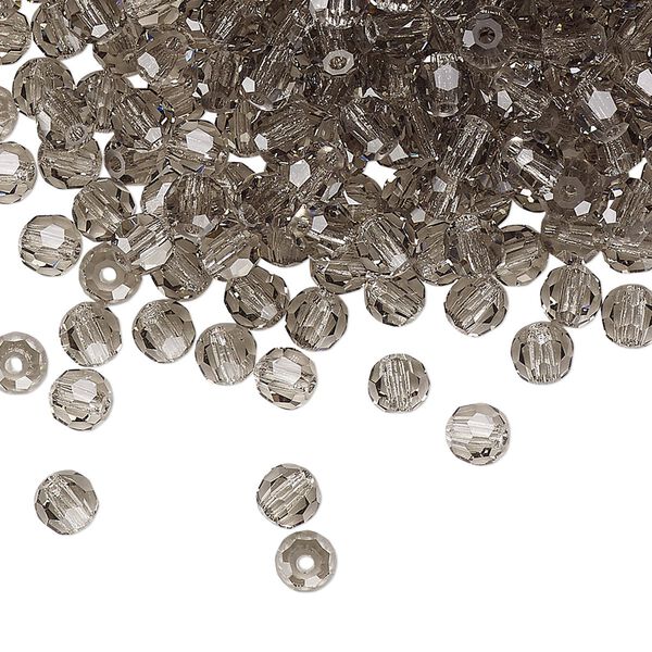 Bead 144pk black diamond, Preciosa Czech crystal 4mm round image number 0