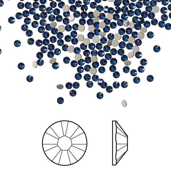 Flat back 144pk dark sapphire foil back, Crystal Passions® Regenerated 1.7-1.9mm rose round SS5 2058 image number 0