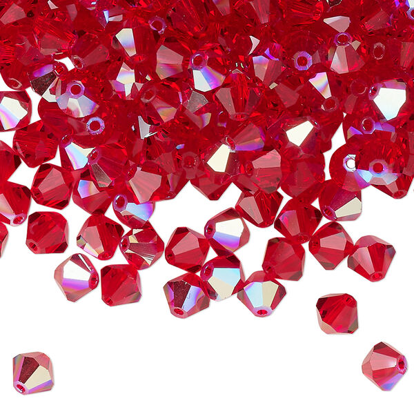 Bead 576pk light Siam glitter, Preciosa Czech crystal 5mm bicone image number 0