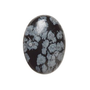 Snowflake obsidian 1pkg2, calibrated oval cab natural 25x18mm