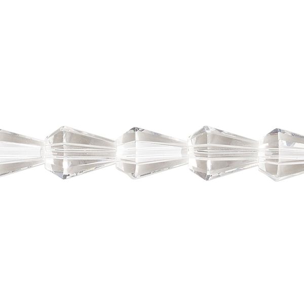Bead, glass, crystal clear, 10x8mm faceted teardrop. Sold per 15-1/2 to 16-inch strand. image number 0