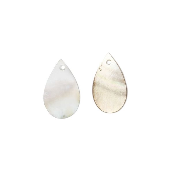 Drop, black lip shell (natural), 15x9mm hand-cut top-drilled teardrop, Mohs hardness 3-1/2. Sold per pkg of 2. image number 0