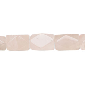 Rose quartz 1pkg1, 4-sided rectangle bead natural, 15 inch 12x7mm-13x9mm