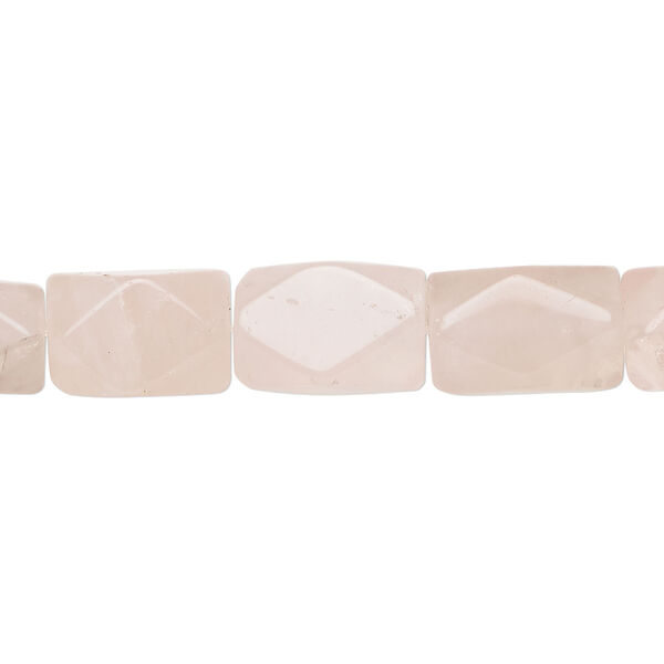 Rose quartz 1pkg1, 4-sided rectangle bead natural, 15 inch 12x7mm-13x9mm image number 0
