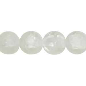 Bead, crackle glass, translucent matte clear, 11-12mm round, Sold per 15-inch strand, approximately 30 beads.