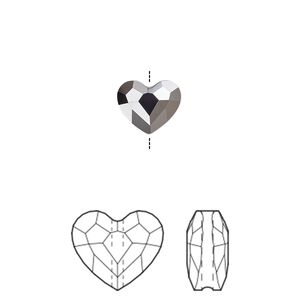 Bead 144pk crystal silver night 2X, Swarovski® 8mm love 5741