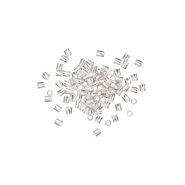 Bead, sterling silver, 1.5x1mm twisted tube. Sold per pkg of 50. image number 0