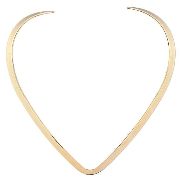 Neckwire, gold-plated steel, 6mm flat with smooth V-curve, 16 inches. Sold individually. image number 0