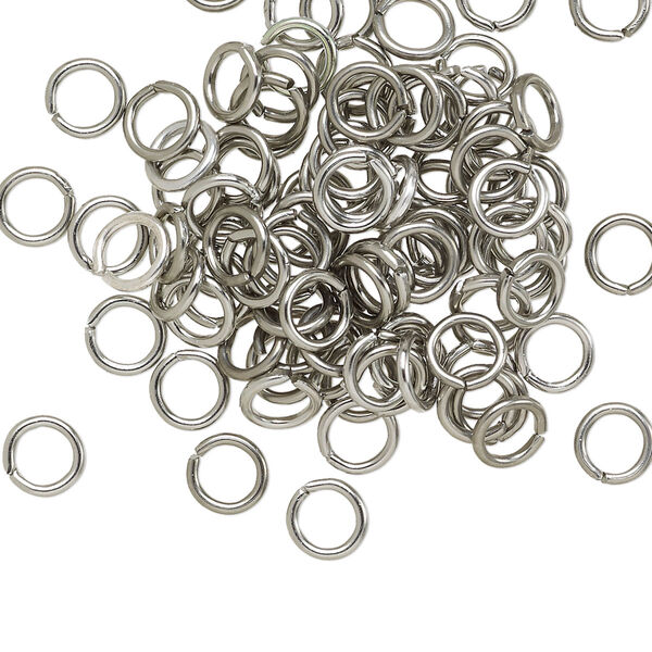 Jump ring, anodized aluminum, metallic grey, 5.5mm round, 3.5mm inside diameter, 18 gauge. Sold per pkg of 100. image number 0